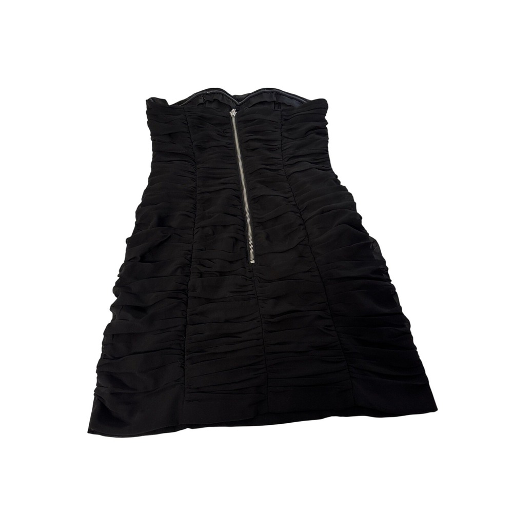 H&M Black Strapless Ruched Cocktail Dress Women's Size 8 Sweetheart Neck - Picture 7 of 8
